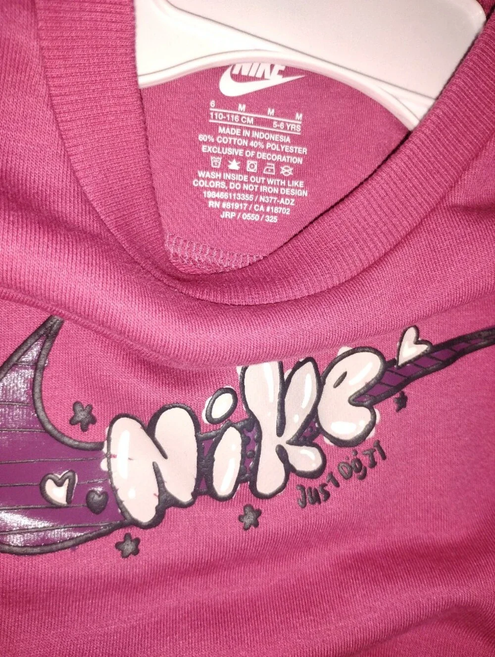 Nike Lightweight Burgundy/Pink Kids Crewneck Sweatshirt and Joggers Set - Picture 3 of 7